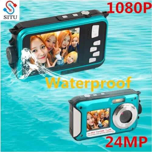 2.7inch TFT Digital Camera Waterproof 24MP MAX 1080P Double Screen 16x Digital Zoom Camcorder HD268 Underwater Camera