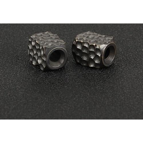 Handmade Vintage Black Brass Knife Beads Crater Rope Bead Copper Paracord Beads DIY