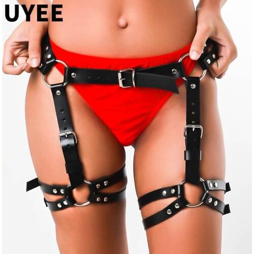 UYEE Sexy Thigh Leather Harness Belt Waist Bondage Punk Rave Pastel Suspenders Gothic Lingerie Harness Pole Dance Party Garter