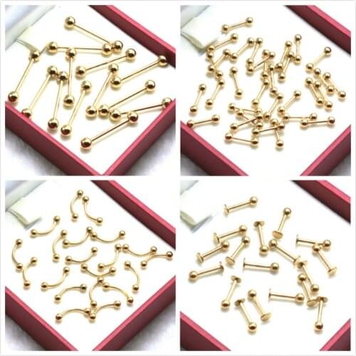 Mix gold stainless steel Eyebrow Lip Labret Captive Bead Ring Tongue Piercing Tragus Cartilage Earring Belly rings Body Jewelry