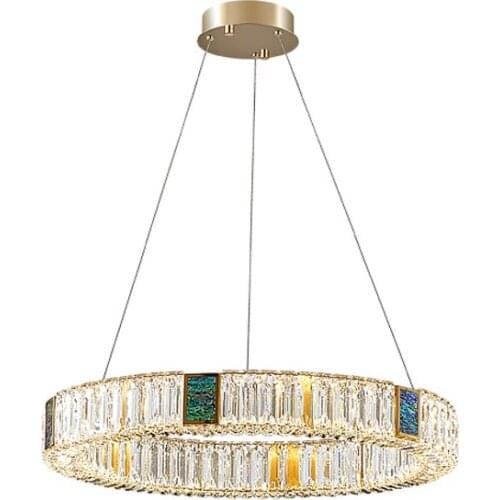 LED Norble Golden Silver Stainless Steel Crystal Chandelier Lighting Lustre Suspension Luminaire Lampen For Dinning Room