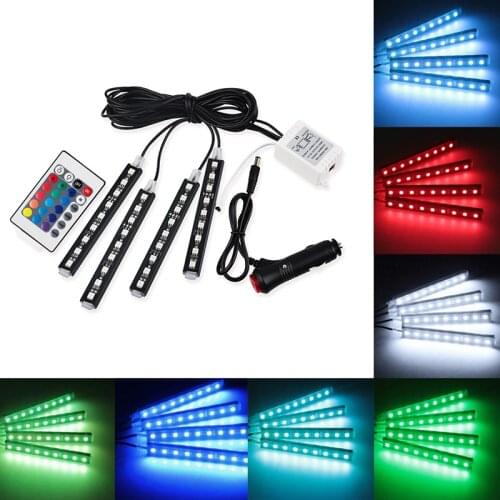 Auto RGB Led Strip LightAtmosphere Light Wireless Remote Control 12v Car Interior Floor Atmosphere Lamp Interior Decorative Lamp