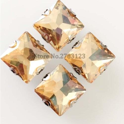 Scratch-resistant golden champion square AAA Glass Crystal sew on stones, D claw loose rhinestones 20pcs/bag Free shipping