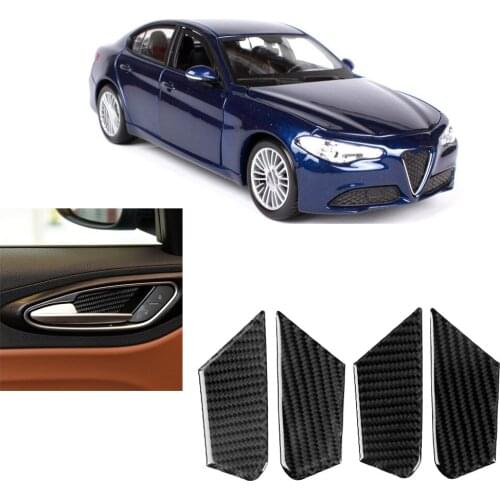 4pcs/set Car Interior Door Handle Bowl Cover Carbon Fiber Trim Replacement For Alfa Romeo Giulia 2017-2019 In Stock