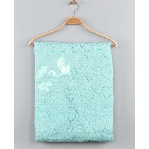 Green Baby Girl Baby Blanket Knitwear Hand Knitted Swaddle Cotton Casual Seasonal Unisex Babies Stroller Bed Soft Toddler Models