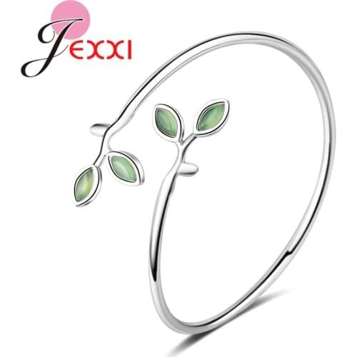 925 Sterling Silver Bracelet Bangles For Women Top Quality Party Anniversary Gifts Leaves Shape Jewelry For Women Girl Wif