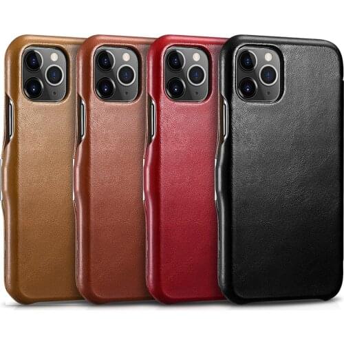 4 Colors 2019 New icarer Brand Real Leather Luxury Thin Flip Full Grain Leather Cover For iPhone 11 Pro Max Business Magnet Case