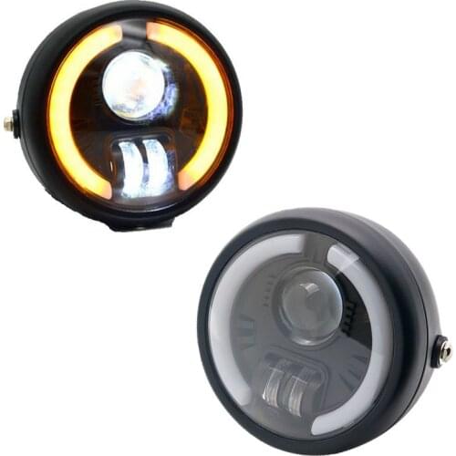6.5'' Motorcycle Cafe Racer Vintage Universal LED Protection Headlight High Low Beam For sportster bobber Choppers Custom Honda