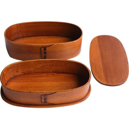 Double Layer Wood Lunch Containers Japanese Bento Sushi Lunch Box Sushi Portable Food Container With Straps Students Lunch Case