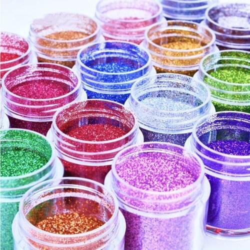 10g Holographic Laser Nail Glitter Powder Sparkly Gold Silver Nail Fine Glitter Dust Nail Art Decorations