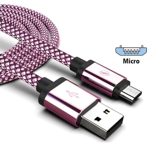 2.4A Micro USB Rose Gold Fast Charger Data Sync Cable Cord For Xiaomi Redmi Note 5 Pro Samsung Huawei Sony Android Mobile Phone