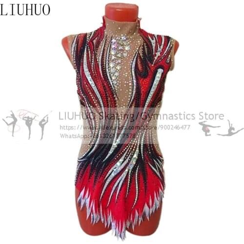 LIUHUO rhythmic gymnastics leotards girls pink performance wear ballroom Artistic gymnastics Ice Skating dress exotic dancewear