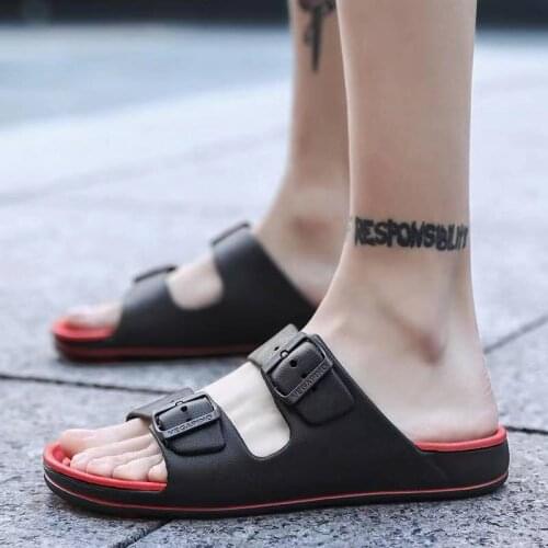 Wholesale Mens Summer Flat Sandals Outside Beach Flip-flops Man Slides Indoor Non-slip Bathroom Slippers Male Casual Home Shoes