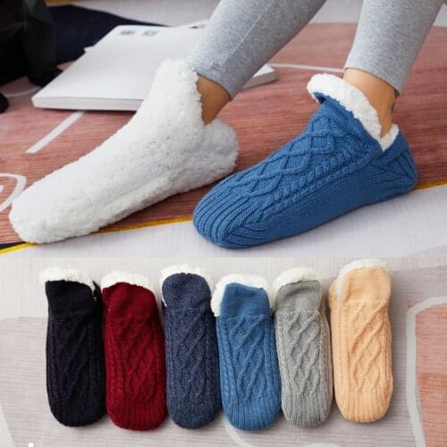 Ousefu Cheap Women house Slippers Fluffy Warm winter Sock Slippers For women indoor home Cotton Sleep socks