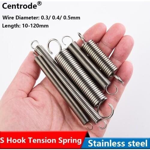 Tension Spring Coil Extension Spring S Hook Draught Spring Pullback Spring Wire Diameter 0.3 0.4 0.5mm Outer Diameter 3-5mm