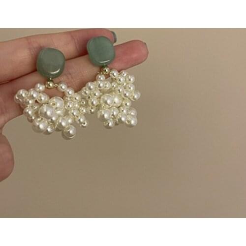 925 Silver Needle Diamond Pearl Earrings Korean Design Net Red Temperament Atmospheric Earrings Fashion Lady Creative Earrings