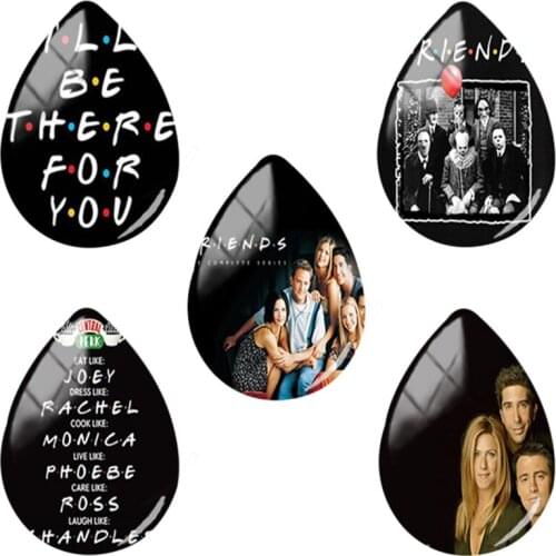 TAFREE Friends TV Show Art Black Photos 18x25 mm Tear Drop Shaped Glass Jewelry Findings Classic Film Memory Cabochon FR22