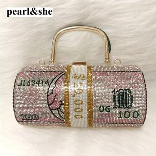 Party Purse For Women Shoulder Bag Money Clutch Rhinestone Purse 10000 Dollars Stack Of Cash Evening Handbags