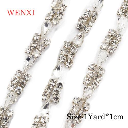 WENXI 5YARD Bridal Gown Sparkle Crystal Rhinestone Applique Accessories Trims For Wedding Dress Belt Delicacy Bridal sash WX904A