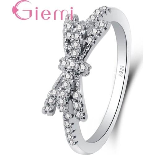 Love Bowknot Design Narrow Loop Fresh Finger Rings For Women Christmas Gift Anel Fashion Silver Color Bague Hot Sale