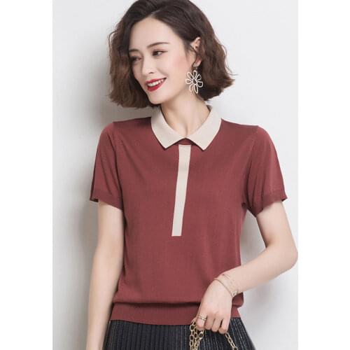 2021 Korea Pullover knitted Short Sleeve Knitted Sweater Women New Summer Slim Basic Casual Base Female knitting Shirts