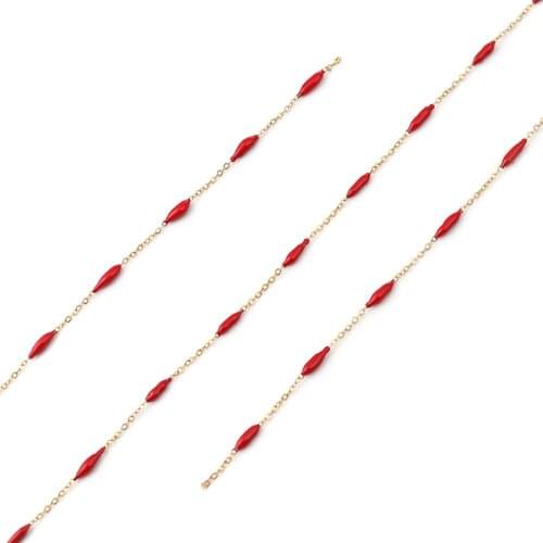 1M 9x2mm Stainless Steel Link Cable Chain For Necklace Earrings Making Marquise Gold Color Chains Enamel For Jewelry DIY