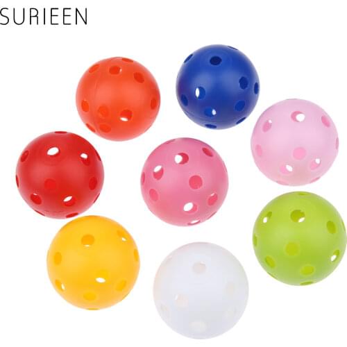 SURIEEN 10Pcs Plastic Golf Balls 41mm Airflow Hollow with Hole Golf Balls for Indoor Outdoor Sports Training Golf Practice Balls
