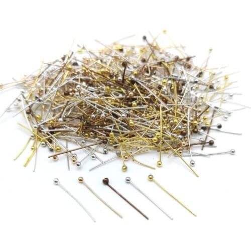 100pcs/lot 5 Size Gold Silver KC Gold White K Red Copper Ball Head Pins Needles For Beads Earring Jewelry Findings Ornament