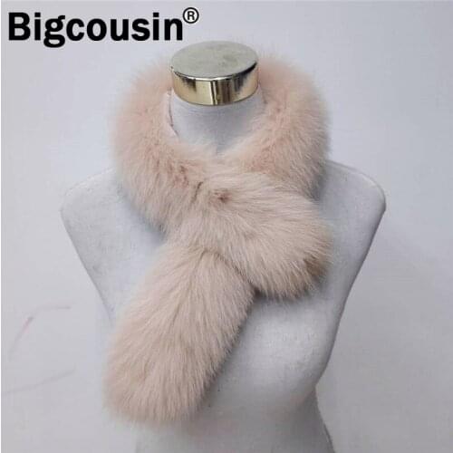 100% High Quality Real Fox Fur Scarf Women Fluffy Furry Natural Fur Scarves Clip Design Shawl Wraps Muffler Neck Warmer Collar