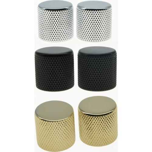 2x Chrome Black Gold Guitar Bass Flat Top Barrel Knobs 18mm Diameter Knobs fits TL Tele Guitar