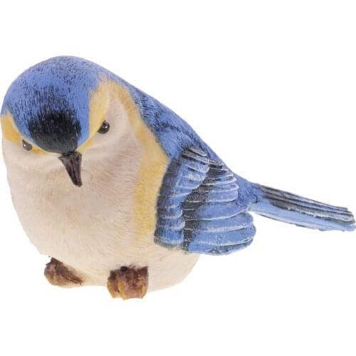 2Pcs Cute Bird Animal Figurines Model Garden Decor Christmas Gift (Bule + Orange)