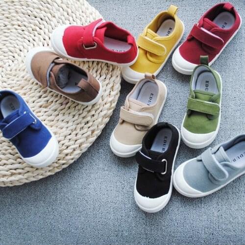 Spring Autumn Children Canvas Shoes Baby Boys Girls Casual Soft Bottom Shoes Toddler Kids Non-slip Hooks Shoes