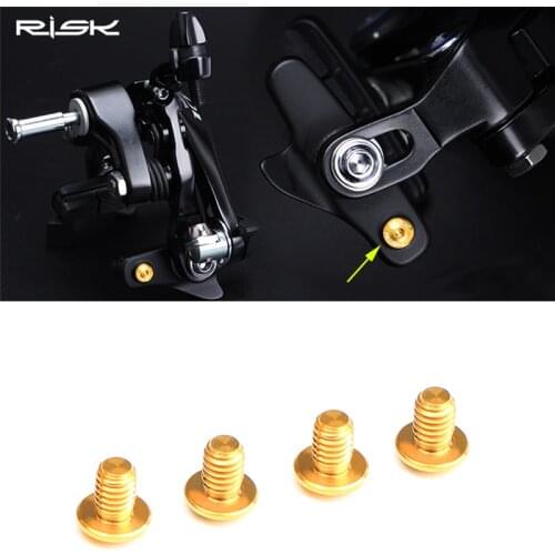 RISK Bicycle C-Brake Shoes Fixing Screws 4 Pcs Ti Alloy Road Bike C-Clamp Brake Locking Pads Fixed Bolts Cycling Parts