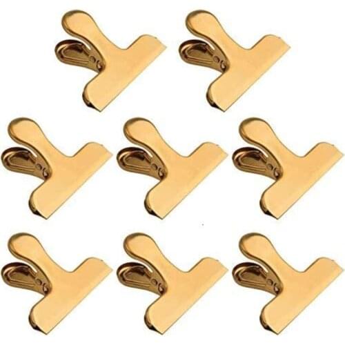 8 Pcs Large Golden Stainless Steel Air Tight Bag Clip Perfect For Kitchen Access&Office Clips For Food Chip Bag Clips