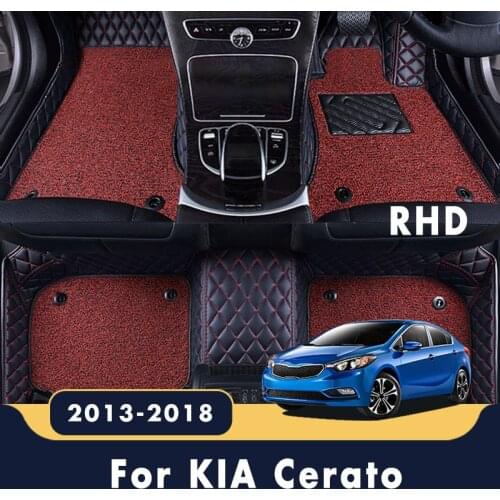 RHD Car Floor Mats Double Layer Wire Loop Carpets Interior Rugs Custom For KIA Cerato Forte YD 2018 2017 2016 2015 2014 2013