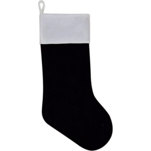 Free shipping black velvet stocking Christmas decoration socks white cuff decoration Christmas tree decoration