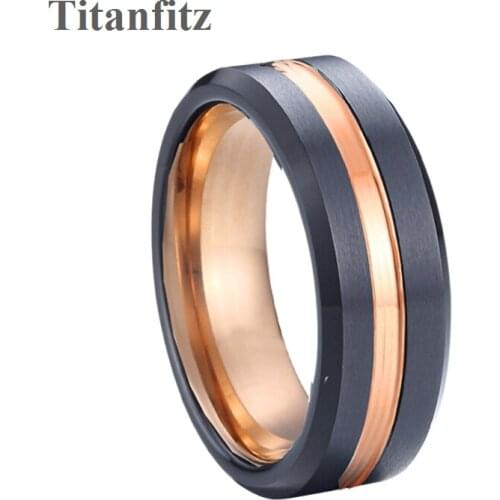 Black Rose Gold Filled 100% tungsten carbide ring male Anniversary wedding band men finger ring