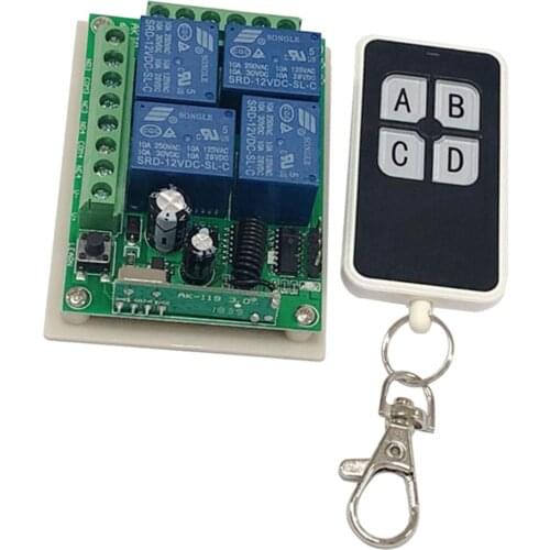 DC12V 433MHz 4 Channel Wireless Remote Control Relay Switch Receiver Set #19