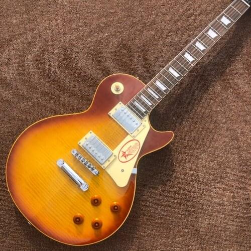 Electric guitar,Rosewood fingerboard,Maple top,Dark sunburst,High quality,Yellow binding,Free shipping