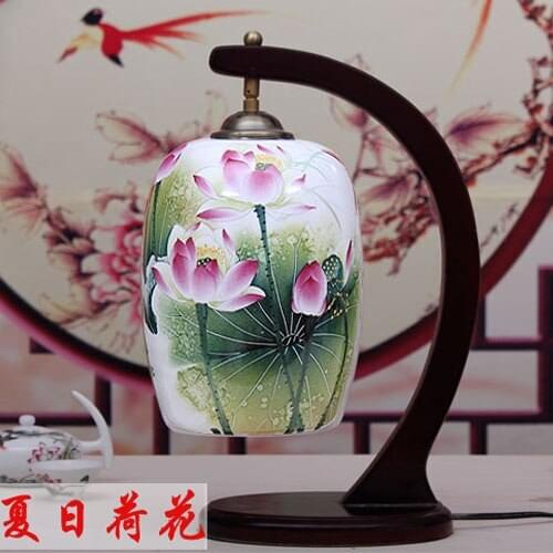Jingdezhen Thin Tire Porcelain Lamp Bedroom Bedside Modern Chinese Imitation Classical Ceramic Table Lamp Wedding Creative lamp