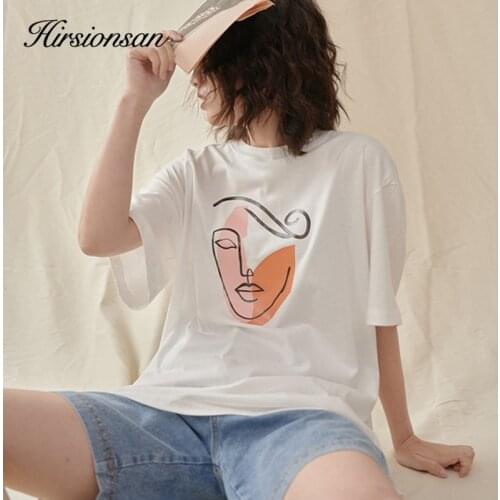 Hirsionsan 2021 Summer Character Printed T Shirt Women Vintage Gothic Graphic Female Tops Soft Loose Tees for Girl 65% Cotton