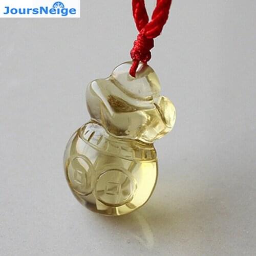 JoursNeige Yellow Money Bag Natural Crystal Pendant Blessing Crystal Necklace Lucky for Women Men Fashion Jewelry Accessories