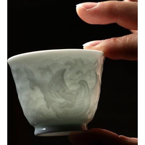 Guanfu Museum yingqingdui cup Jingdezhen ceramic tea cup two optional kungfu tea cups
