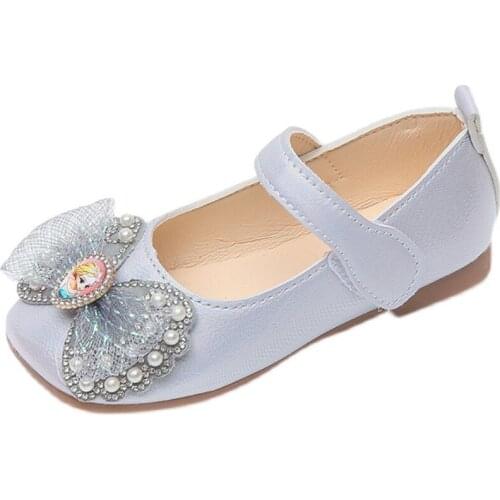 Girls Leather Shoes 2021 New Square Toe Baby Non-slip Soft Sole Shoes Princess Shoes Sweet Bow-knot Cute Flats Sandals Hot 21-30