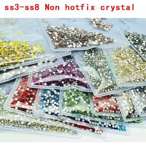 Wholesale 1440p ss3-ss8 No hotfix flatback crystal glass Rhinestone Nail Art Gemstone beads DIY shoes bag cap clothing accessory