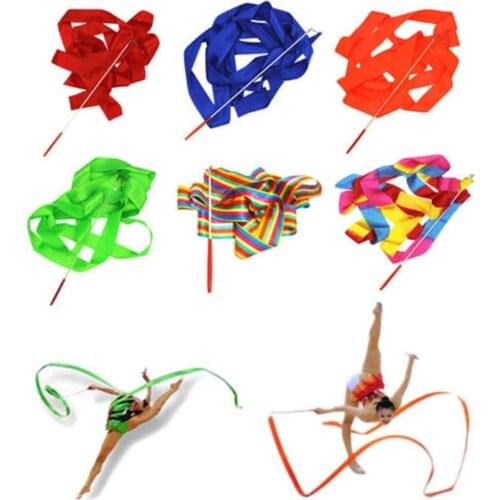 Wholesale 1 Pcs Dancing Ribbon Gymnastics Rhythmic Dancing Ballet Ribbon Streamer Twirling Rod Wand 400cm Hot Sale