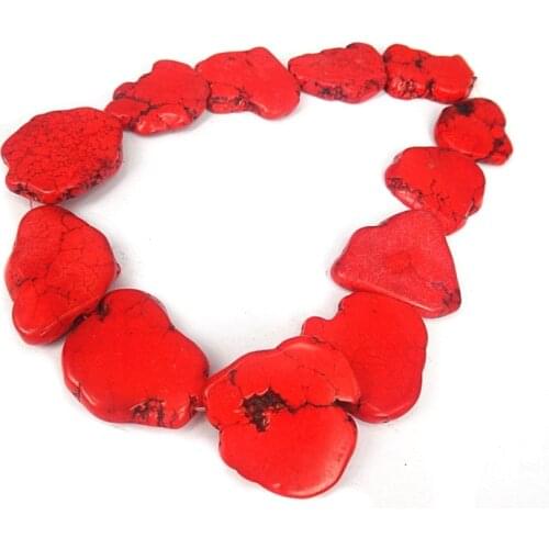 15.5inch Necklace For Women Red Stone Beads Pendant Necklace Synthetic Stick Shape Howlite Beads Loose Turquois Spike