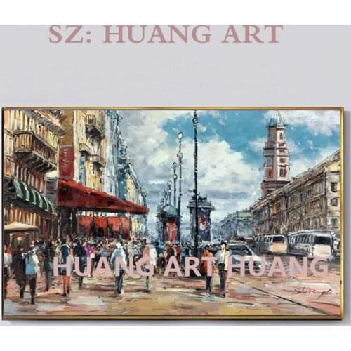 City Landscape Hand-painted High Quality Contemporary New York Skyscrapers Oil Painting on Canvas New York Bridge Oil Painting