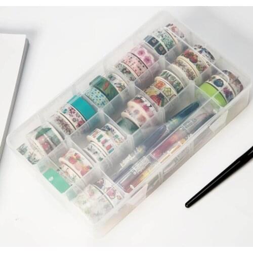 15 Grids Plastic Multifunction Washi Tape Storage Box Scrapbook DIY Learning Office Articles and Stationery