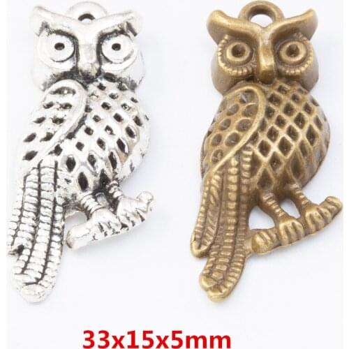 25 pieces of retro metal zinc alloy Owl pendant for DIY handmade jewelry necklace making 7770
